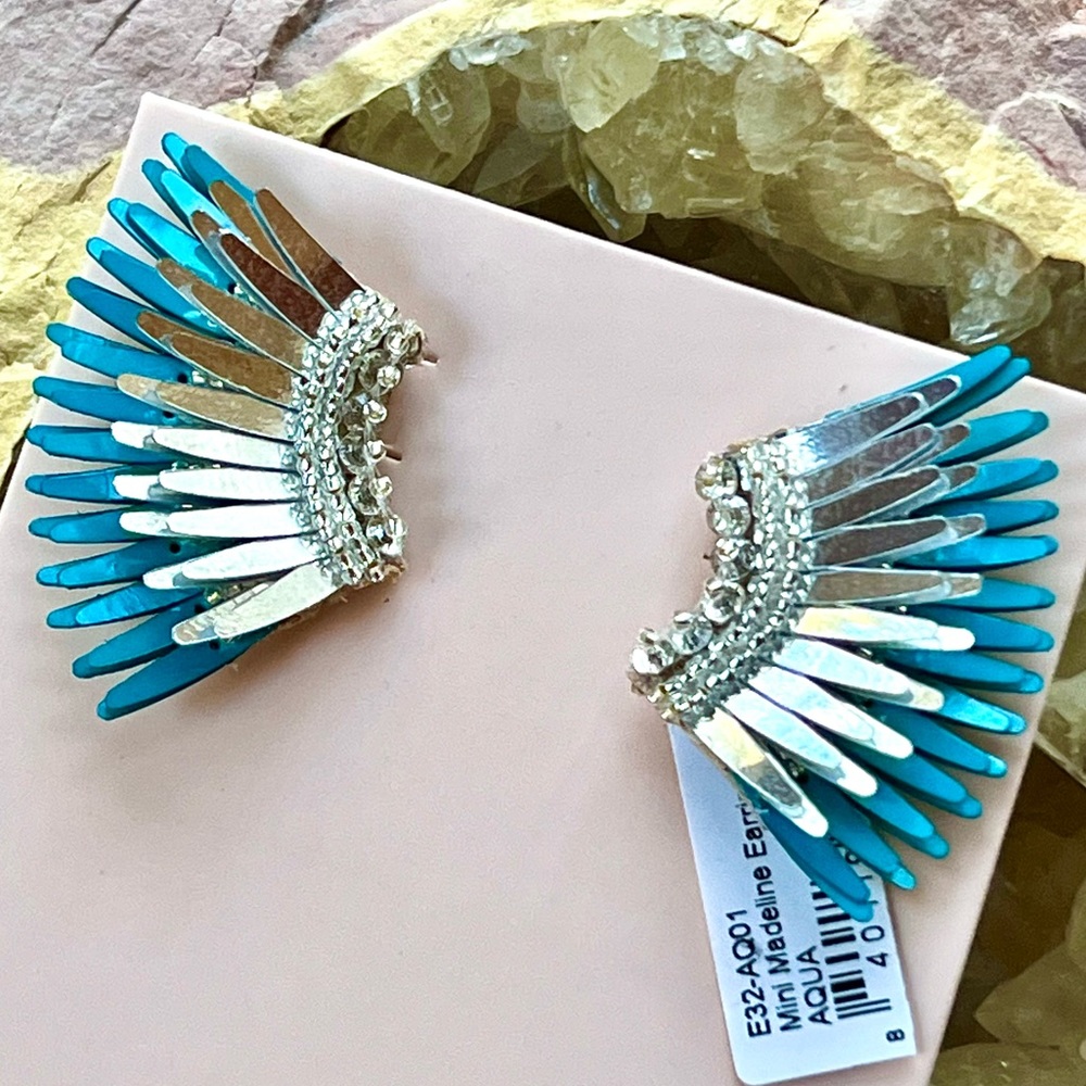 🌺🎉HP🎉🌺 NWT Mignonne Gavigan Mini Madeline Earrings Silver Aqua